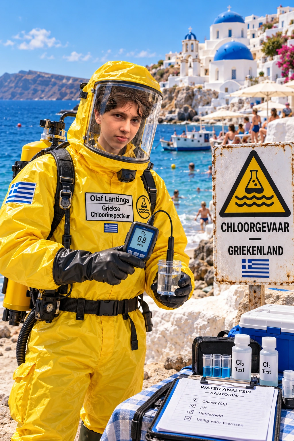Olaf als Griekse chloorinspecteur